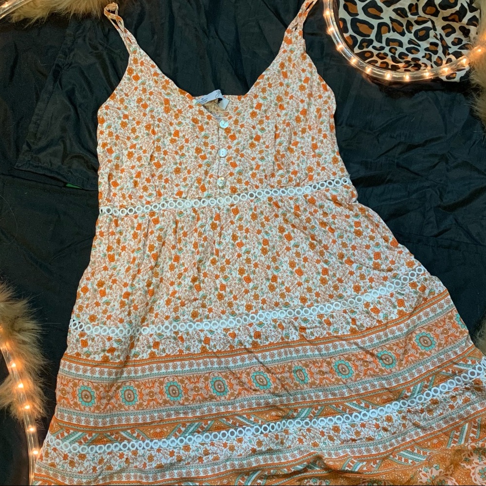 Yours Truly orange floral dress